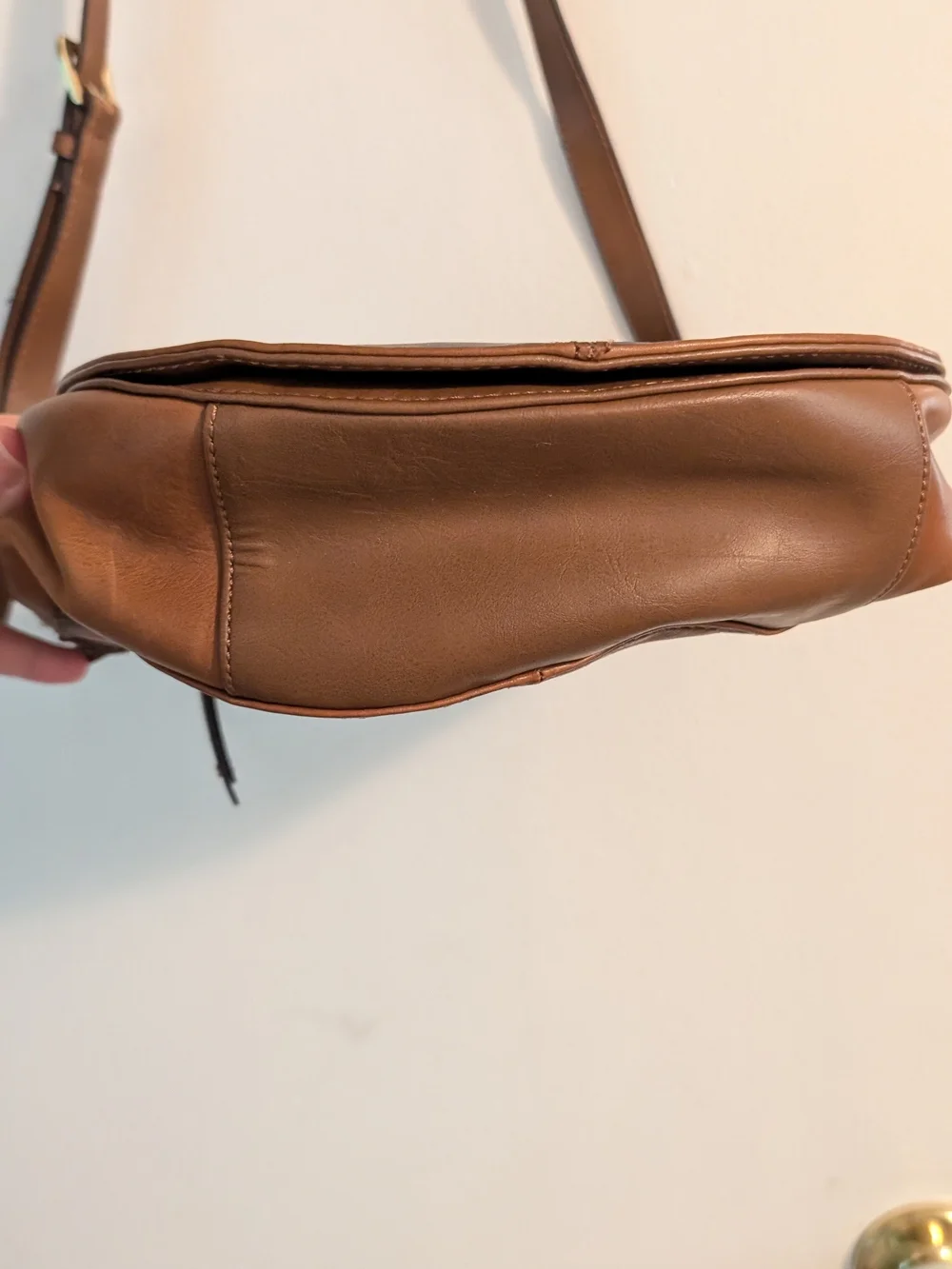 Leather Saddle Crossbody Bag in Brown